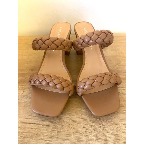 Braided Tan Block Heel Sandals By Sincerely Jules Size 9.5M - Picture 2 of 4